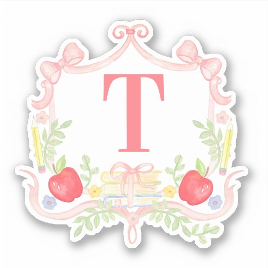 onderwijzer | School Crest Monogram Sticker (Voorkant)