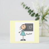 Onderwijzer Stick Figure Briefkaart (Staand voorkant)