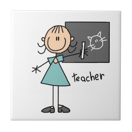Onderwijzer Stick Figure Tegeltje (Voorkant)