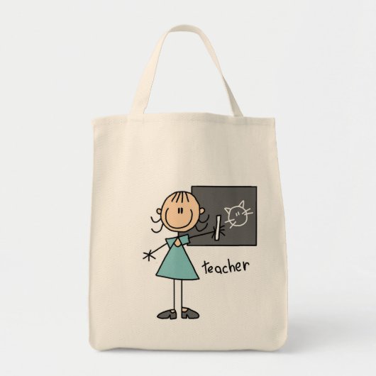 Onderwijzer Stick Figure Tote Bag (Voorkant)
