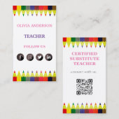 onderwijzer | Tutor, sociale media QR-code Visitekaartje (Voorkant / Achterkant)