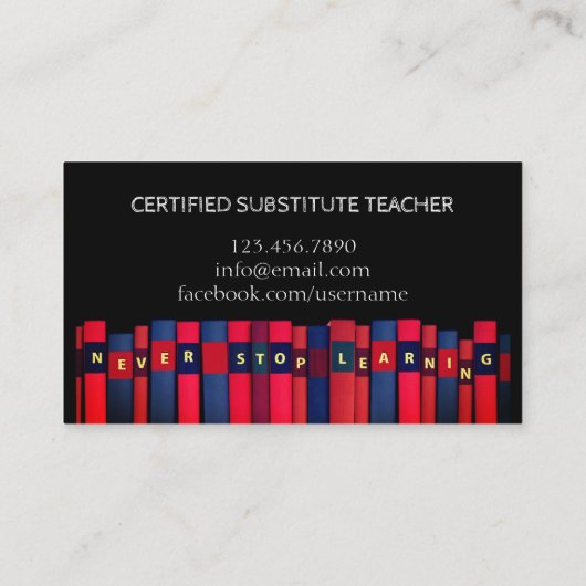 onderwijzer | Tutor STOP NOOIT MET LEREN Visitekaartje (Achterkant)