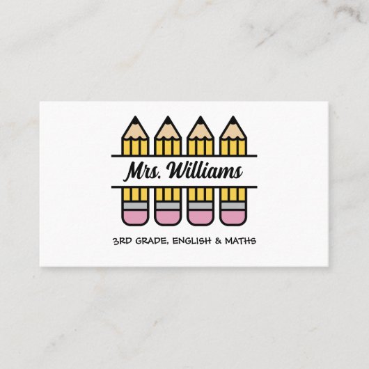 Onderwijzer waardering potlood thema visitekaartje (Voorkant)