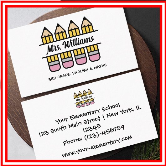 Onderwijzer waardering potlood thema visitekaartje