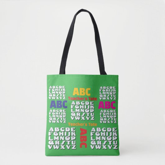 Onderwijzersalfabet Groen Tote Bag (Voorkant)