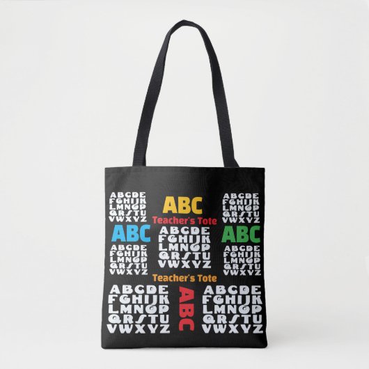 Onderwijzersalfabet zwart tote bag (Voorkant)