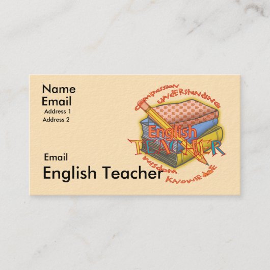 Onderwijzersspreuk Engels Visitekaartje (Voorkant)