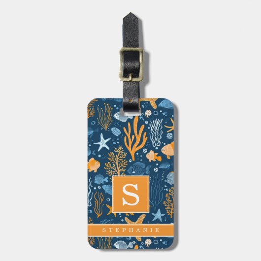 Onderzee Achtergrond Bagage Label (Voorkant verticaal)