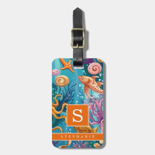 Onderzee Achtergrond Bagage Label (Voorkant verticaal)