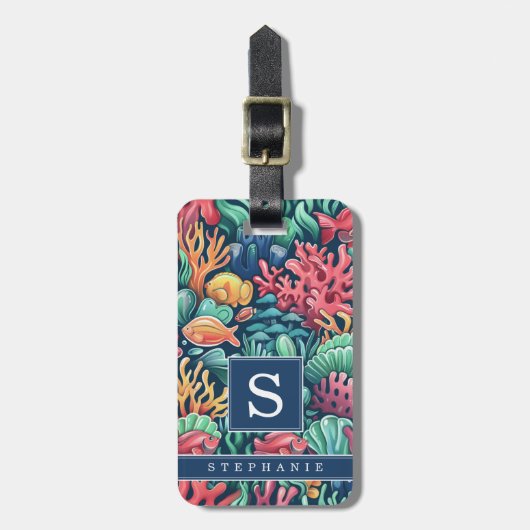 Onderzee Achtergrond Bagage Label (Voorkant verticaal)