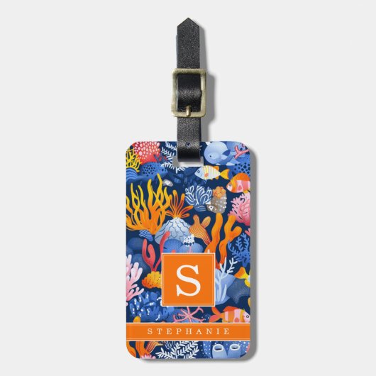 Onderzee Achtergrond Bagage Label (Voorkant verticaal)
