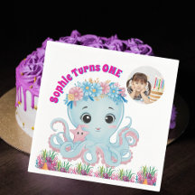 Onderzee bloemige Octopus 1e Verjaardag Foto