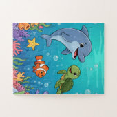 Onderzee Dieren Kids Puzzel | Dolfijn Schildpad (Horizontaal)
