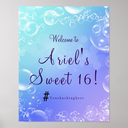 Onderzee Enchanted Bubbles Feest Welkom Bord Poster (Voorkant)