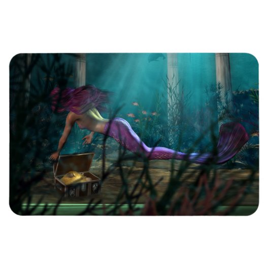 Onderzee Fantasy Digital Art Mermaid en Treasure Magneet (Horizontaal)