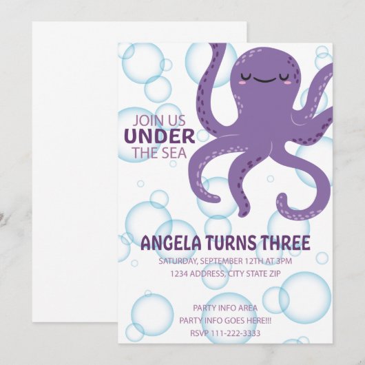 Onderzee feestje kaart (Voorkant / Achterkant)