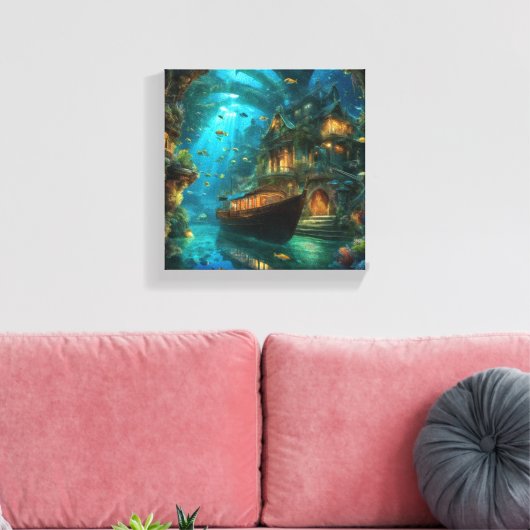 Onderzee Houd of creëer je eigen - Canvas (Glans) Afdruk (Insitu (Woonkamer))