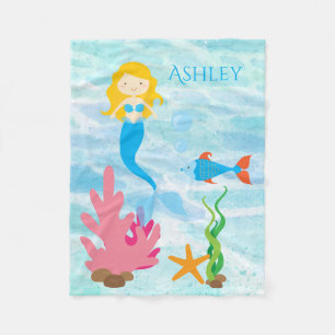 Onderzee Mermaid Personalized Fleece Baby Blanket Deken
