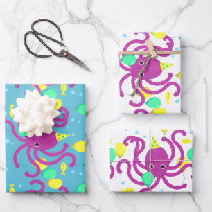 Onderzee uitnodiging, Octopus Verjaardag Inpakpapier Vel