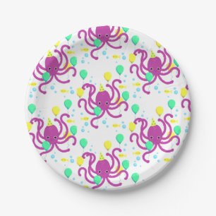 Onderzee uitnodiging, Octopus Verjaardag Papieren Bordje