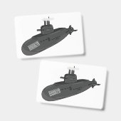 Onderzeeboot cartoon illustratie badge (Voor- en achterkant)