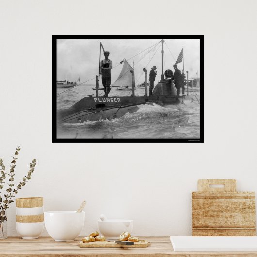 Onderzeeboot en zeilboot 1905 poster (Keuken)