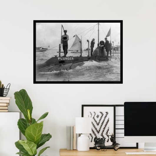 Onderzeeboot en zeilboot 1905 poster (Thuiskantoor)
