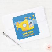 Onderzeeboot Jongen Kapitein Onder de Zee Feeststi Vierkante Sticker (Envelop)