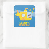 Onderzeeboot Jongen Kapitein Onder de Zee Feeststi Vierkante Sticker (Tas)