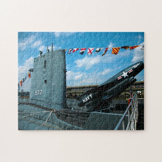 Onderzeebootdokken New York. Legpuzzel (Horizontaal)