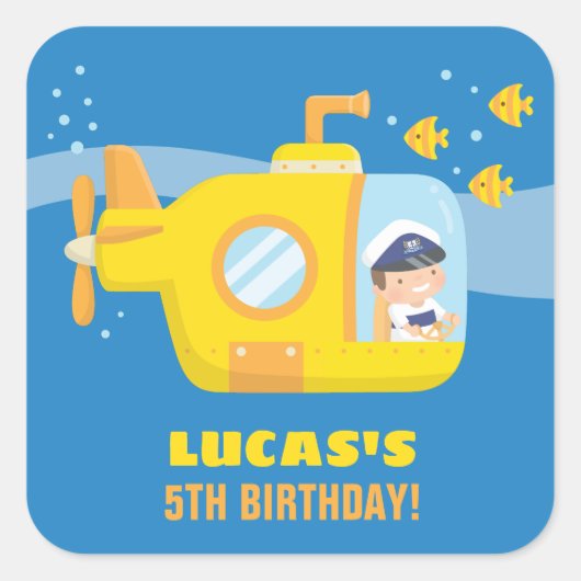 Onderzeebootkapitein onder de Zee Party Stickers (Voorkant)