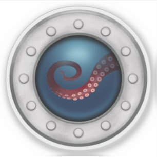 Onderzeebootpatrijspoort met Octopus Zee Creature Sticker