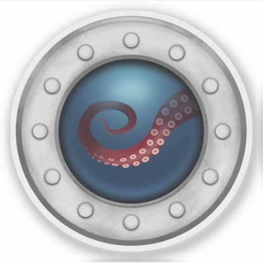 Onderzeebootpatrijspoort met Octopus Zee Creature Sticker (Voorkant)