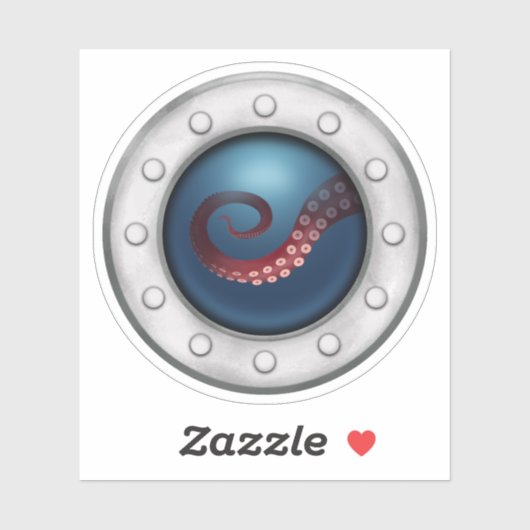 Onderzeebootpatrijspoort met Octopus Zee Creature Sticker (Vel)
