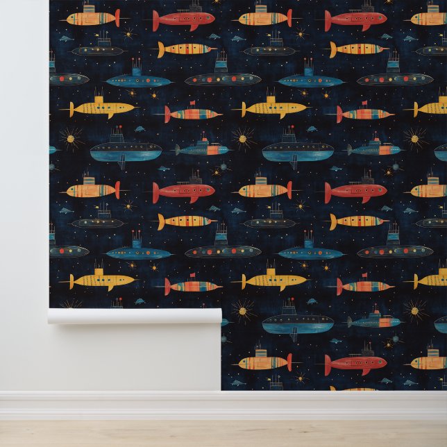 Onderzeebootschip onderwater schip krijttekening behang (Applicatie)