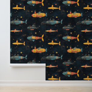 Onderzeebootschip onderwater schip krijttekening behang