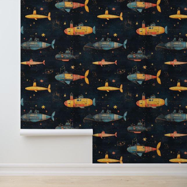 Onderzeebootschip onderwater schip krijttekening behang (Applicatie)