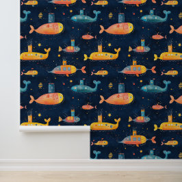 Onderzeebootschip onderwater schip krijttekening behang