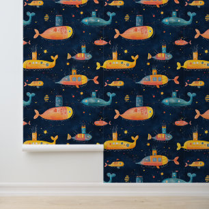 Onderzeebootschip onderwater schip krijttekening behang