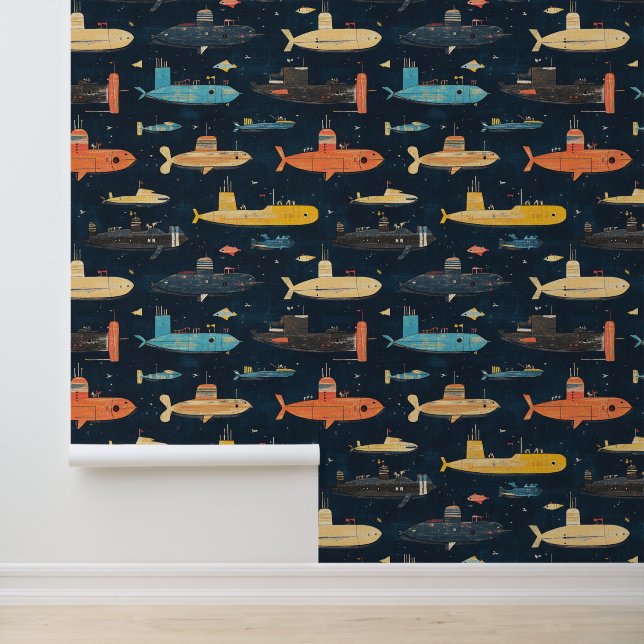 Onderzeebootschip onderwater schip krijttekening behang (Applicatie)