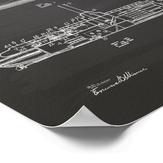 Onderzeeër 1919 Patent Art Chalkboard Poster (Hoek)