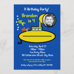 Onderzeeër Birthday Party met foto Kaart