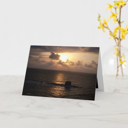 Onderzeeër en Zonsondergang Kaart (Gele Bloem)