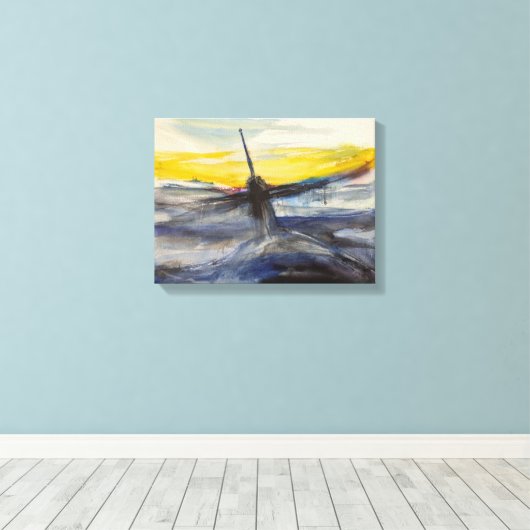 Onderzeeër gestrekte canvas print (Insitu (Houten vloer))