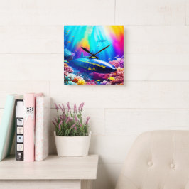 Onderzeeër in de prachtige oceaan vierkante klok