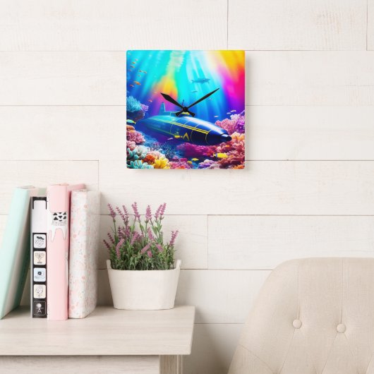 Onderzeeër in de prachtige oceaan vierkante klok (Leeskamer)