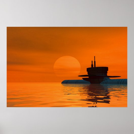 onderzeeër in de zonsondergang poster (Voorkant)