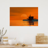 onderzeeër in de zonsondergang poster (Keuken)