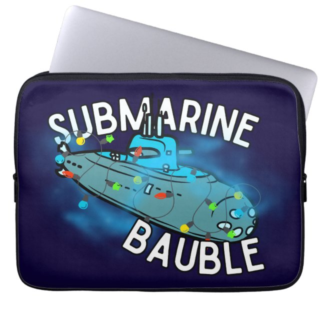 Onderzeeër, kerstbal, kerst laptop sleeve (Voorkant)
