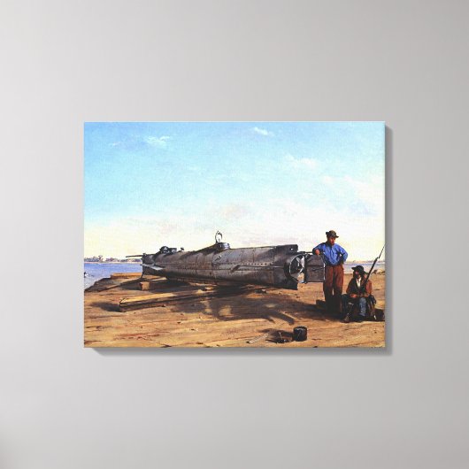 Onderzeeër Torpedo Boat HL Hunley C Chapman 1863 Canvas Afdruk (Voorkant)